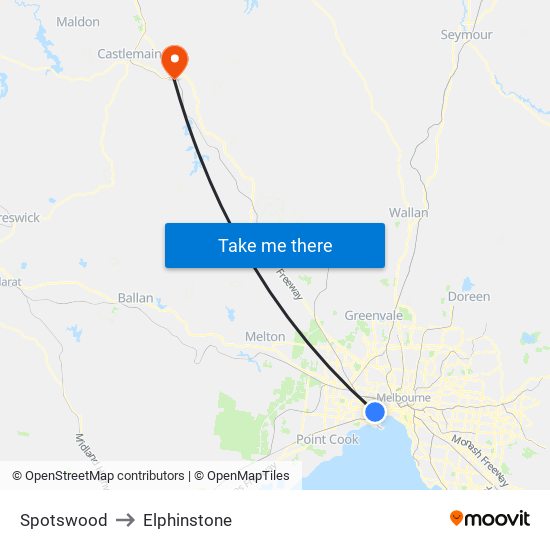 Spotswood to Elphinstone map