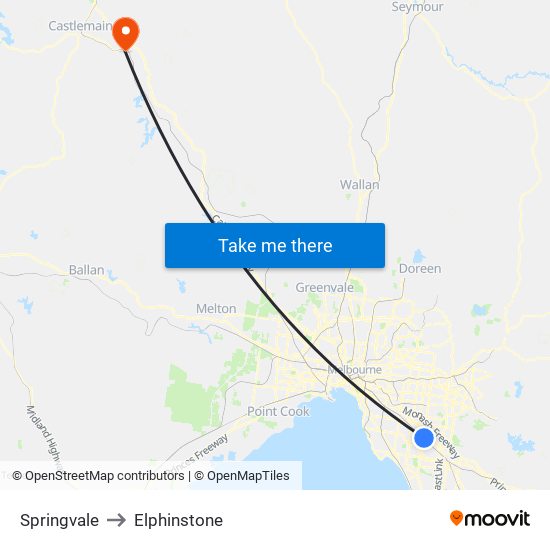 Springvale to Elphinstone map