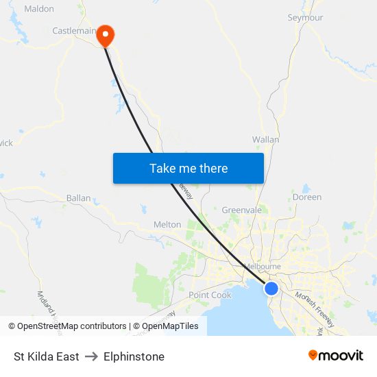 St Kilda East to Elphinstone map