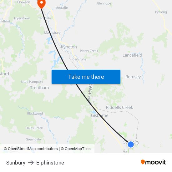 Sunbury to Elphinstone map