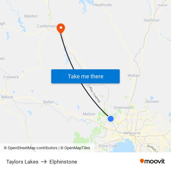 Taylors Lakes to Elphinstone map