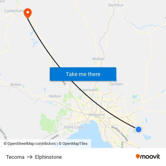 Tecoma to Elphinstone map