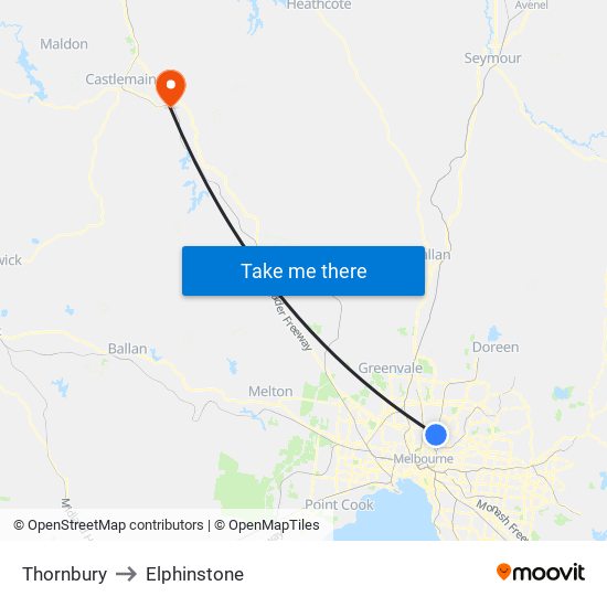 Thornbury to Elphinstone map