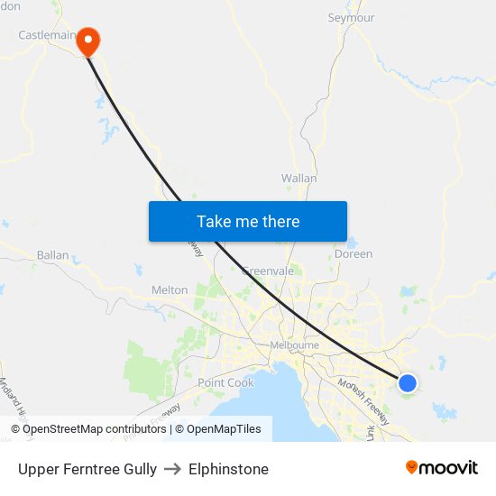 Upper Ferntree Gully to Elphinstone map