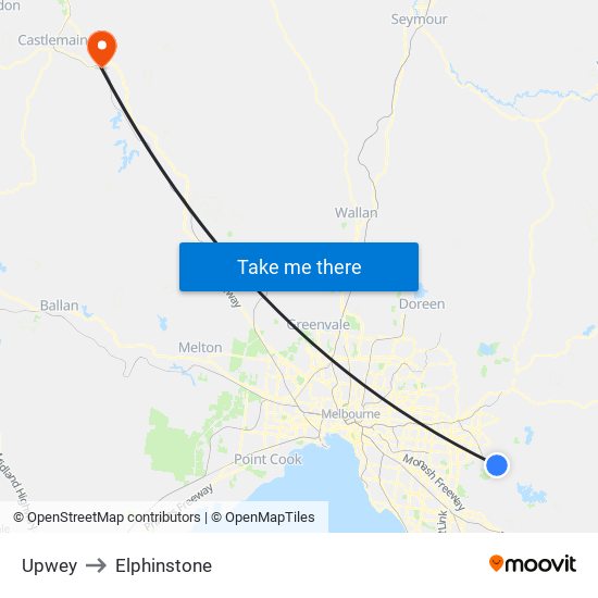 Upwey to Elphinstone map