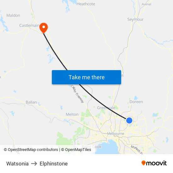 Watsonia to Elphinstone map