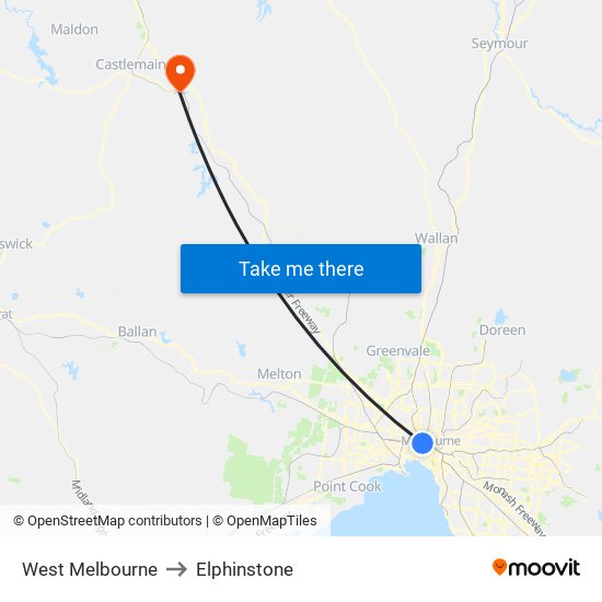 West Melbourne to Elphinstone map