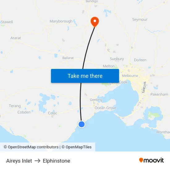 Aireys Inlet to Elphinstone map