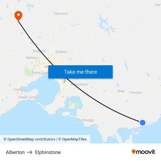 Alberton to Elphinstone map