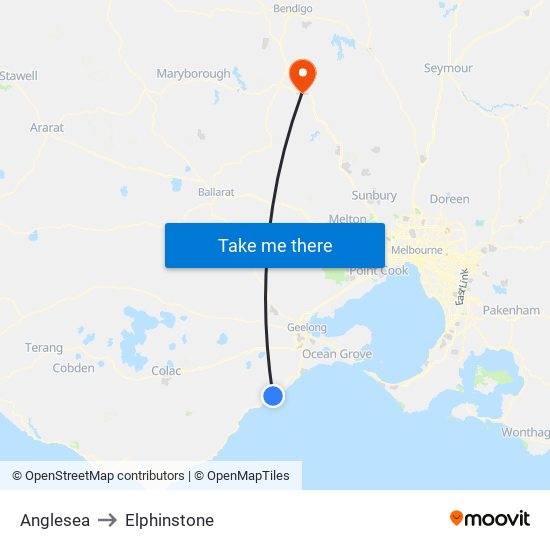 Anglesea to Elphinstone map