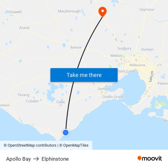 Apollo Bay to Elphinstone map