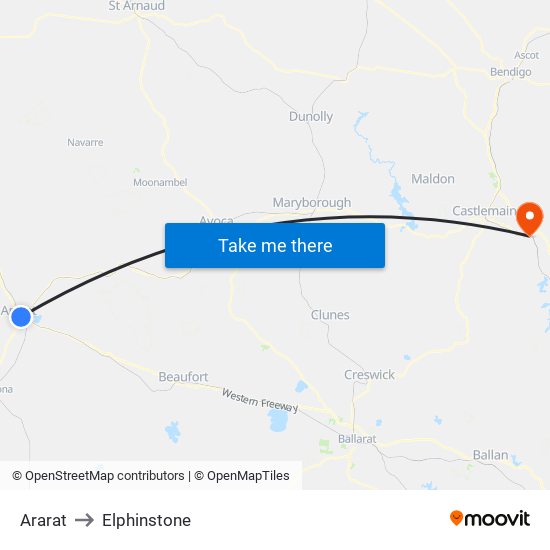 Ararat to Elphinstone map