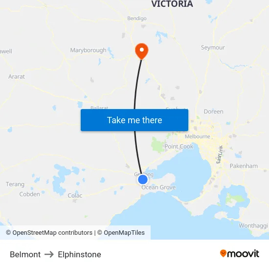 Belmont to Elphinstone map
