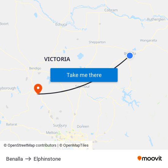 Benalla to Elphinstone map