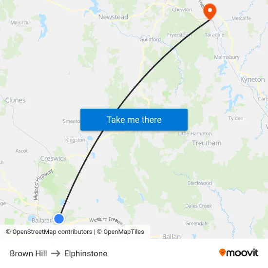 Brown Hill to Elphinstone map