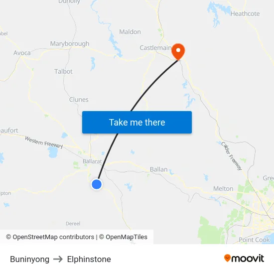 Buninyong to Elphinstone map