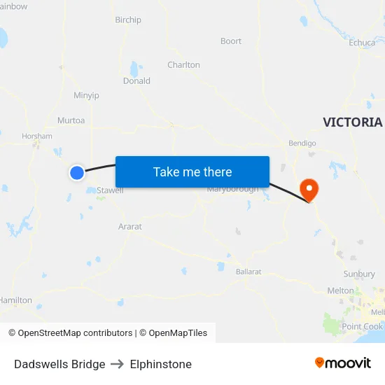 Dadswells Bridge to Elphinstone map