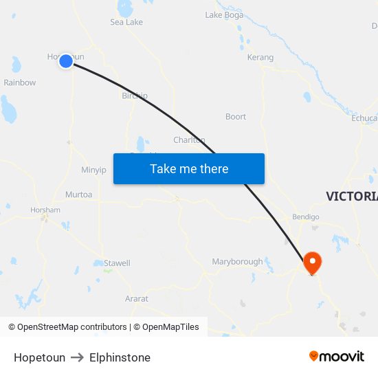 Hopetoun to Elphinstone map