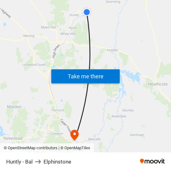 Huntly - Bal to Elphinstone map