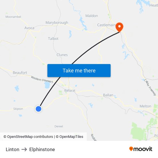 Linton to Elphinstone map