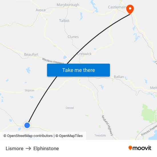 Lismore to Elphinstone map