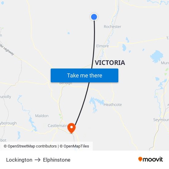 Lockington to Elphinstone map