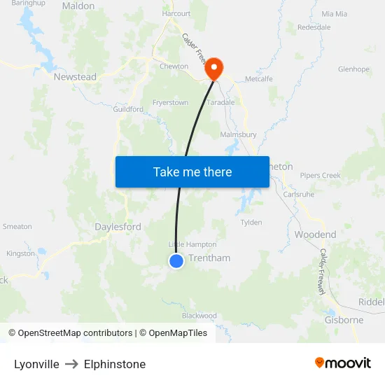 Lyonville to Elphinstone map