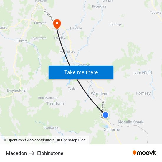 Macedon to Elphinstone map