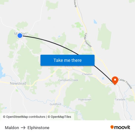 Maldon to Elphinstone map