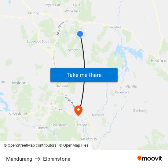 Mandurang to Elphinstone map