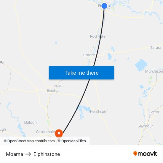 Moama to Elphinstone map