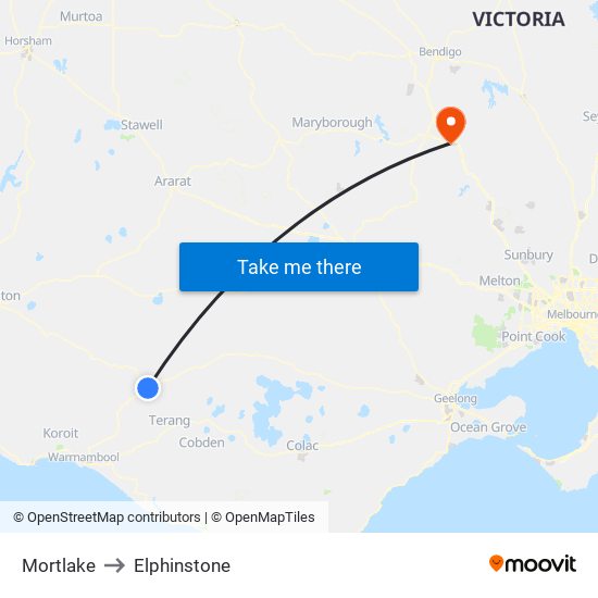 Mortlake to Elphinstone map