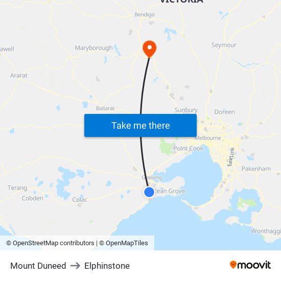 Mount Duneed to Elphinstone map