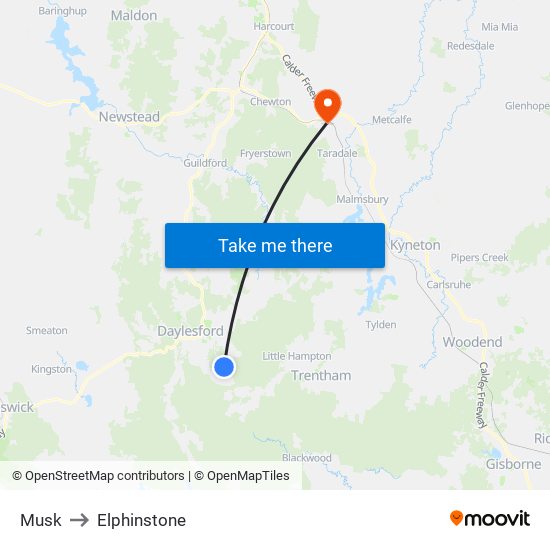 Musk to Elphinstone map