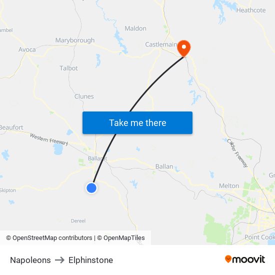 Napoleons to Elphinstone map
