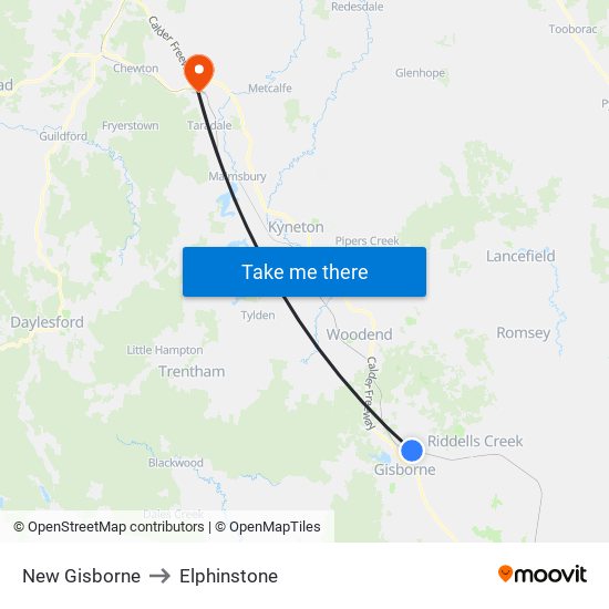 New Gisborne to Elphinstone map