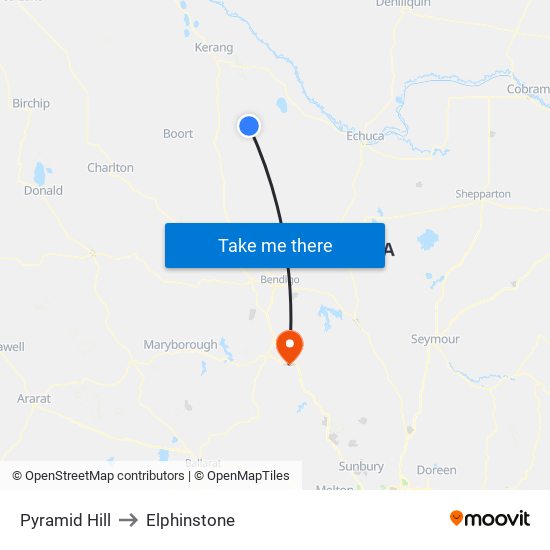 Pyramid Hill to Elphinstone map