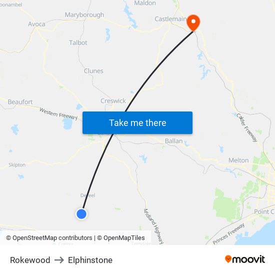 Rokewood to Elphinstone map