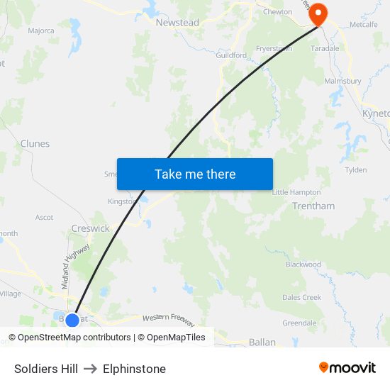 Soldiers Hill to Elphinstone map