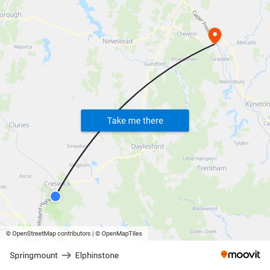 Springmount to Elphinstone map