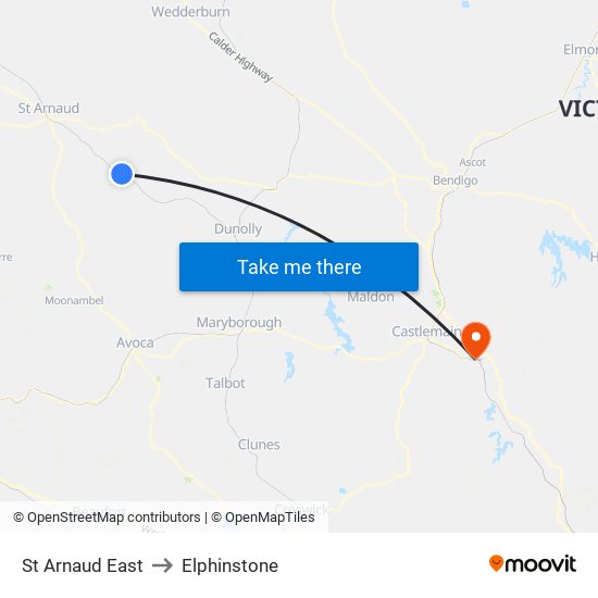 St Arnaud East to Elphinstone map