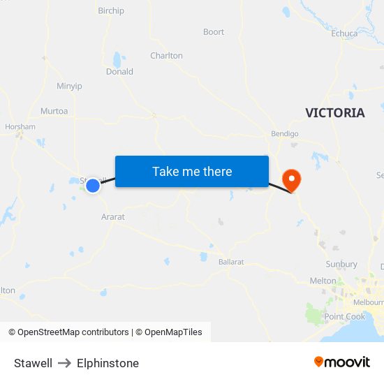 Stawell to Elphinstone map