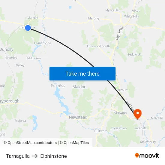 Tarnagulla to Elphinstone map