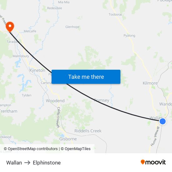 Wallan to Elphinstone map