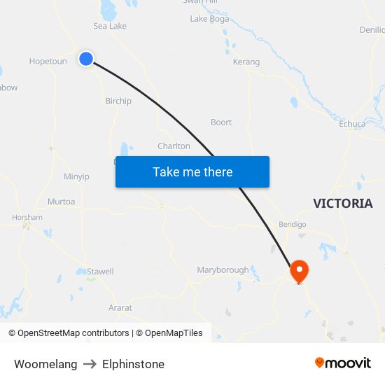 Woomelang to Elphinstone map