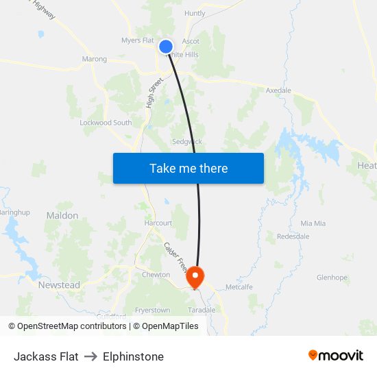 Jackass Flat to Elphinstone map