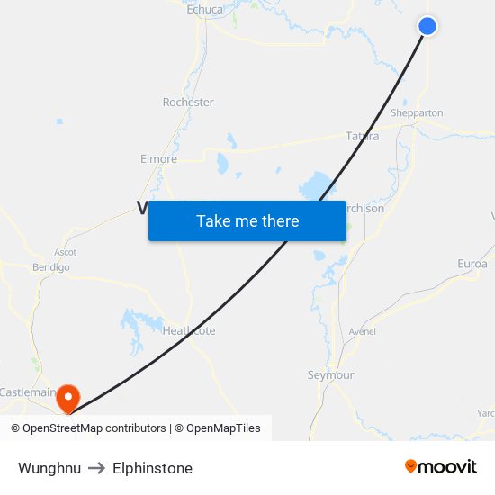 Wunghnu to Elphinstone map