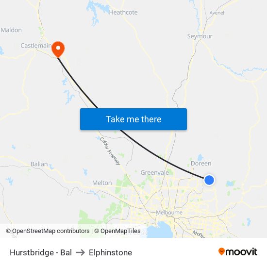 Hurstbridge - Bal to Elphinstone map