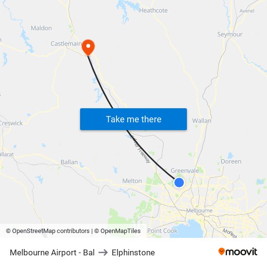 Melbourne Airport - Bal to Elphinstone map