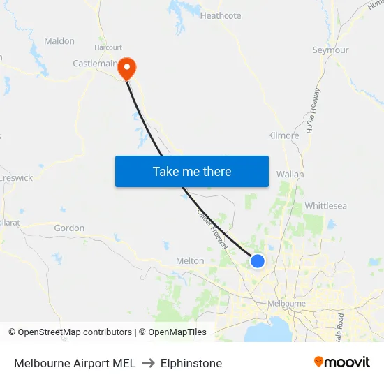 Melbourne Airport MEL to Elphinstone map